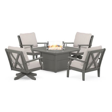 POLYWOOD Braxton 5-Piece Deep Seating Set with Fire Table