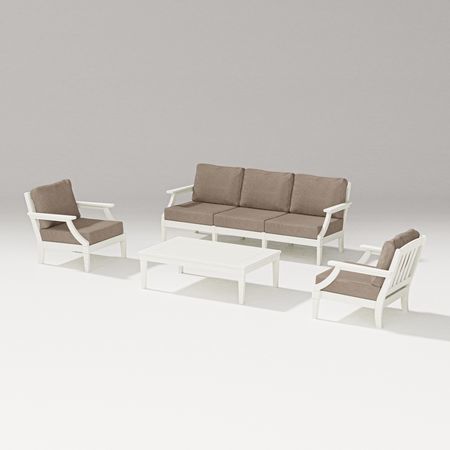 Estate 4-Piece Lounge Sofa Set in Vintage White / Spiced Burlap