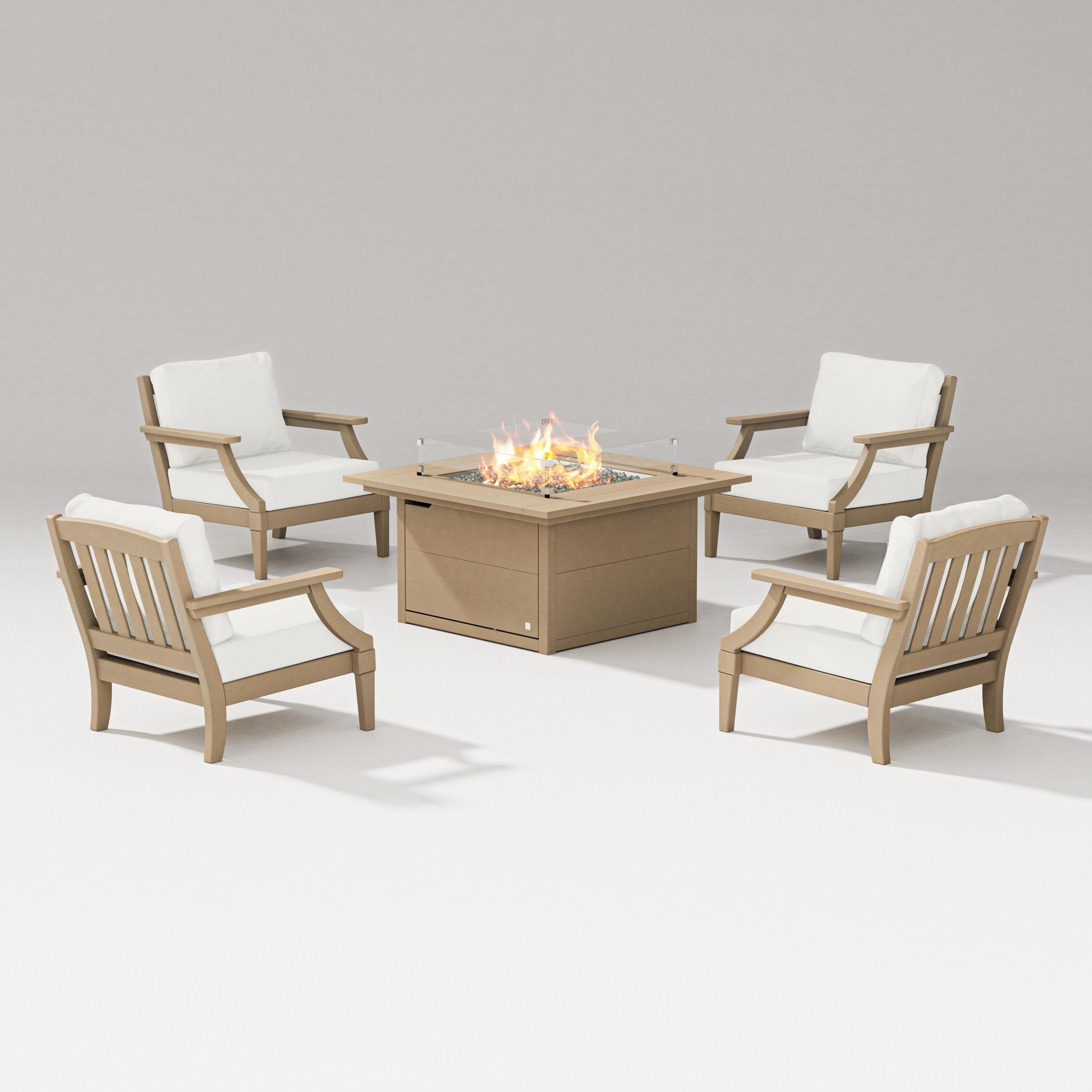 POLYWOOD Estate 5 Piece Lounge Fire Table Set PWS1376 2