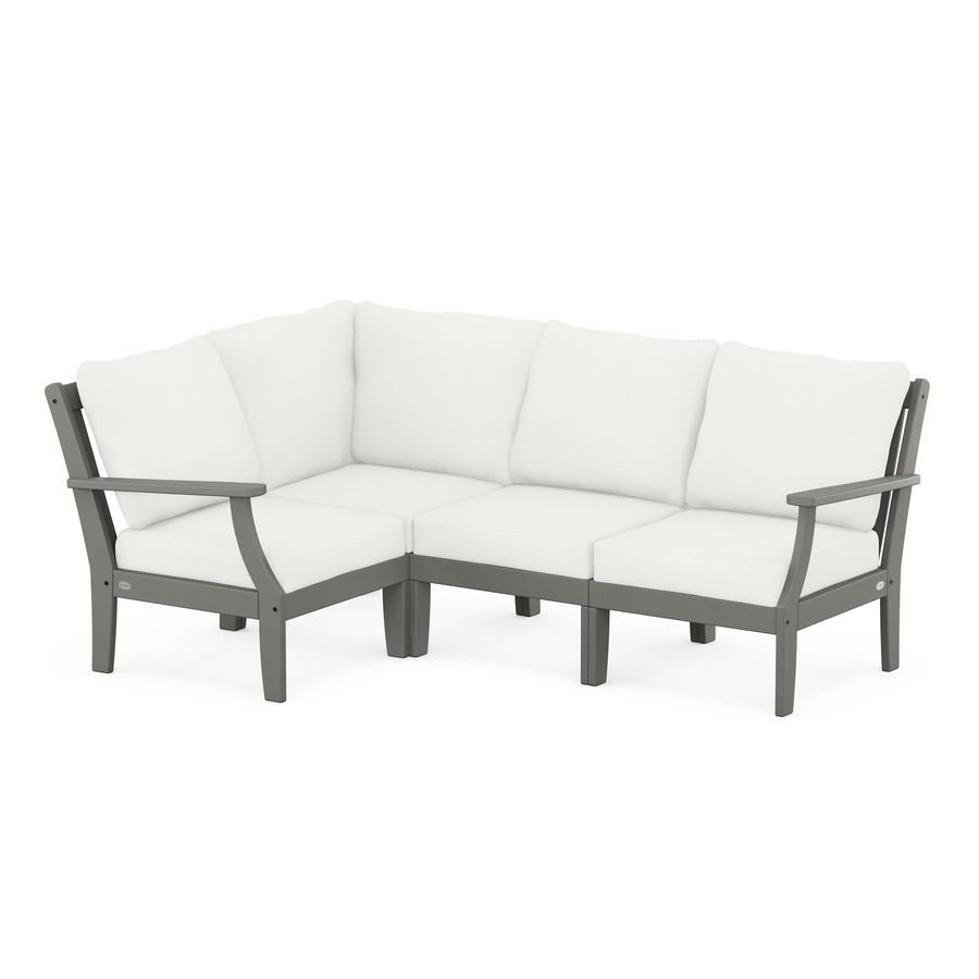 POLYWOOD Braxton Modular 4-Piece Deep Seating Set in Slate Grey / Natural Linen