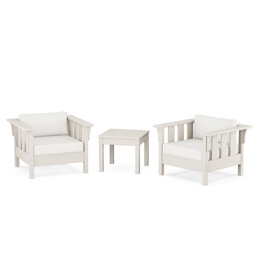 POLYWOOD Acadia 3-Piece Deep Seating Set in Sand / Natural Linen