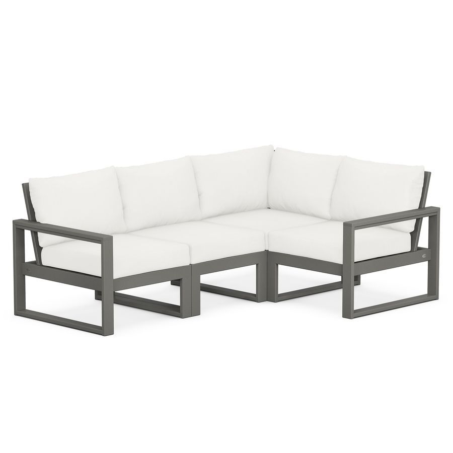 POLYWOOD EDGE 4-Piece Modular Deep Seating Set in Slate Grey / Natural Linen
