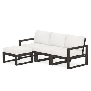POLYWOOD EDGE 4-Piece Modular Deep Seating Set with Ottoman in Vintage Finish