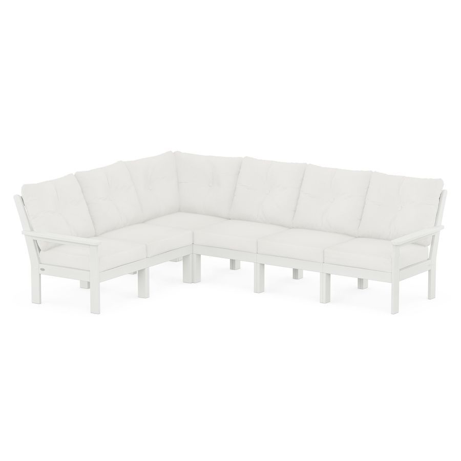 POLYWOOD Vineyard 6-Piece Sectional in Vintage White / Natural Linen