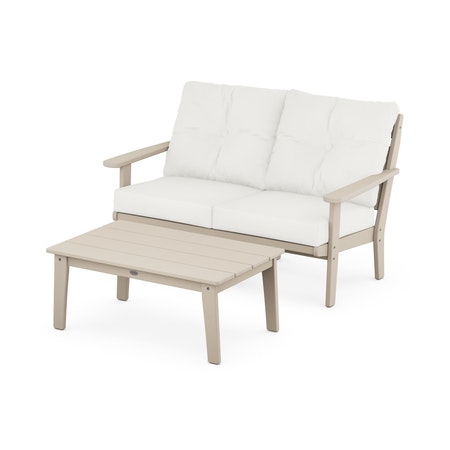 Lakeside 2-Piece Lounge Loveseat Set in Sand / Natural Linen