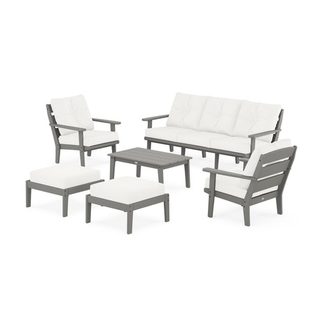 Lakeside 6-Piece Lounge Sofa Set in Slate Grey / Natural Linen