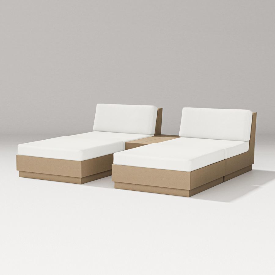 POLYWOOD Elevate Double Chaise Set in Vintage Sahara / Natural Linen