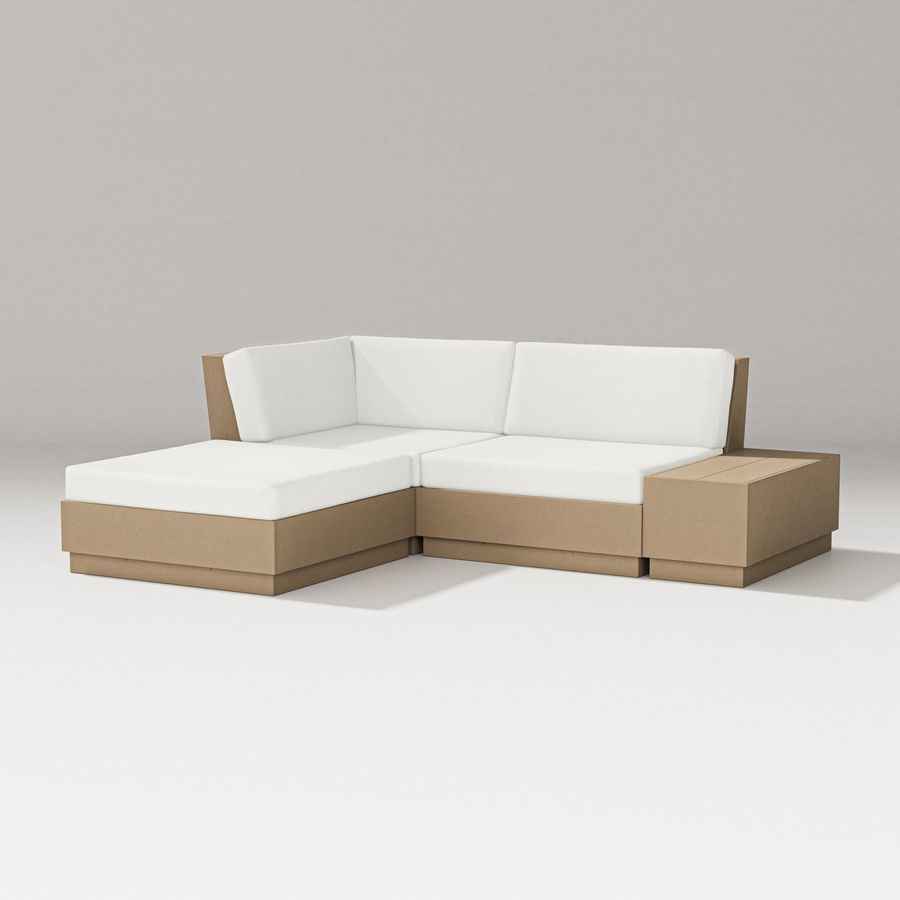 POLYWOOD Elevate Loveseat Sectional with Chaise in Vintage Sahara / Natural Linen