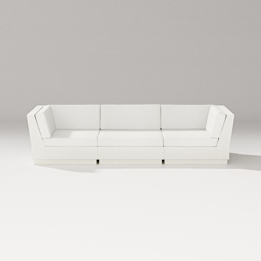 POLYWOOD Elevate Sofa Sectional in Vintage White / Natural Linen