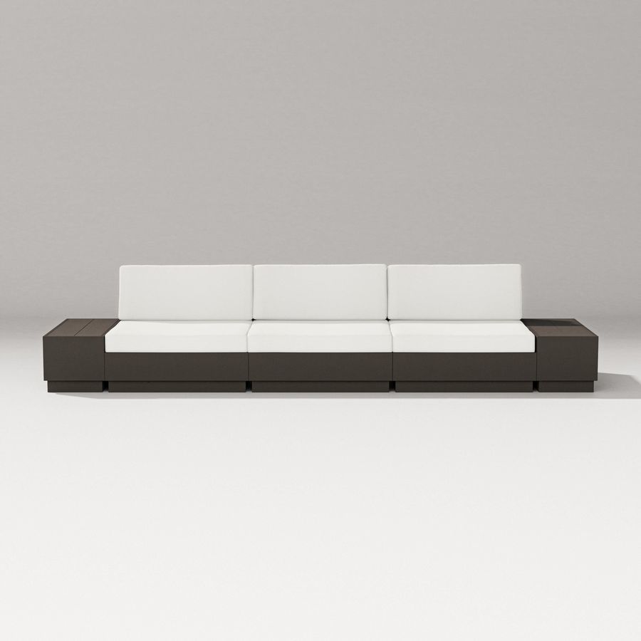 POLYWOOD Elevate Straight Sectional in Vintage Coffee / Natural Linen