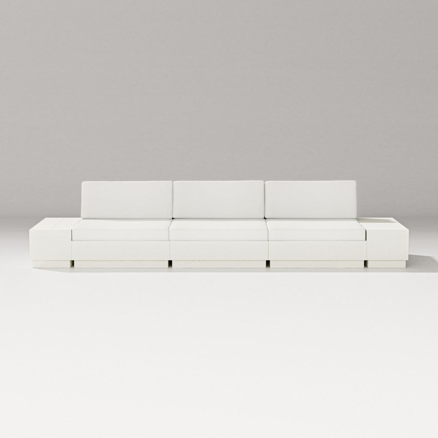 POLYWOOD Elevate Straight Sectional in Vintage White / Natural Linen