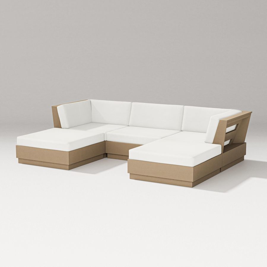 POLYWOOD Elevate Double Chaise Sectional in Vintage Sahara / Natural Linen
