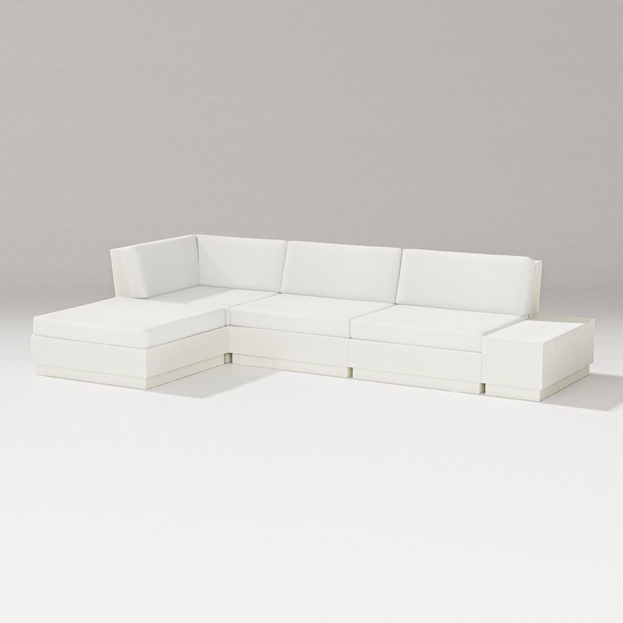 POLYWOOD Elevate Chaise Sectional in Vintage White / Natural Linen