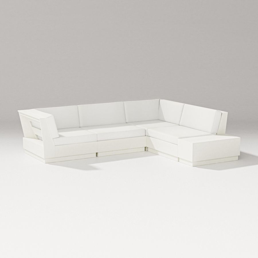POLYWOOD Elevate Corner Sectional in Vintage White / Natural Linen