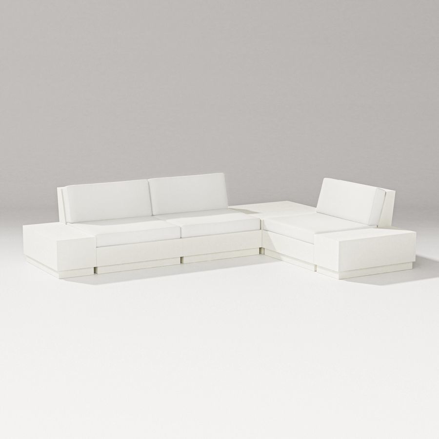 POLYWOOD Elevate 6-Piece Corner Sectional in Vintage White / Natural Linen