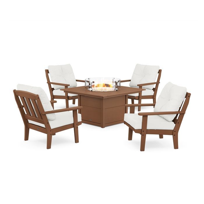 POLYWOOD Cape Cod 5-Piece Deep Seating Set with Fire Pit Table