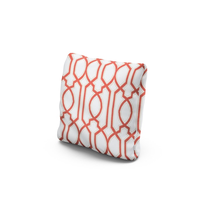 POLYWOOD 16" Outdoor Throw Pillow in Chelsey Trellis Coral