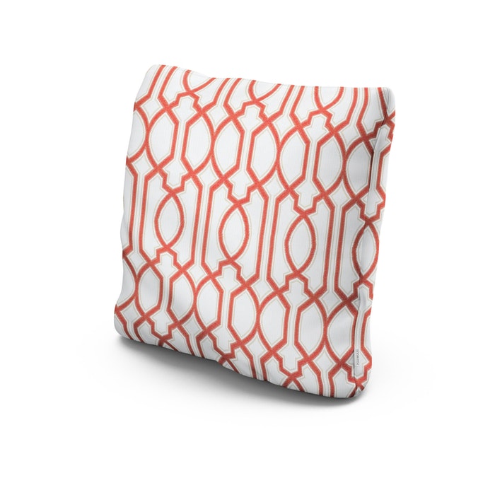 POLYWOOD 20" Outdoor Throw Pillow in Chelsey Trellis Coral