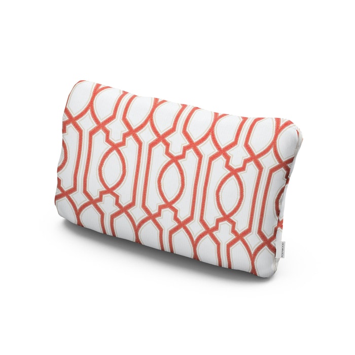 POLYWOOD Outdoor Lumbar Pillow in Chelsey Trellis Coral