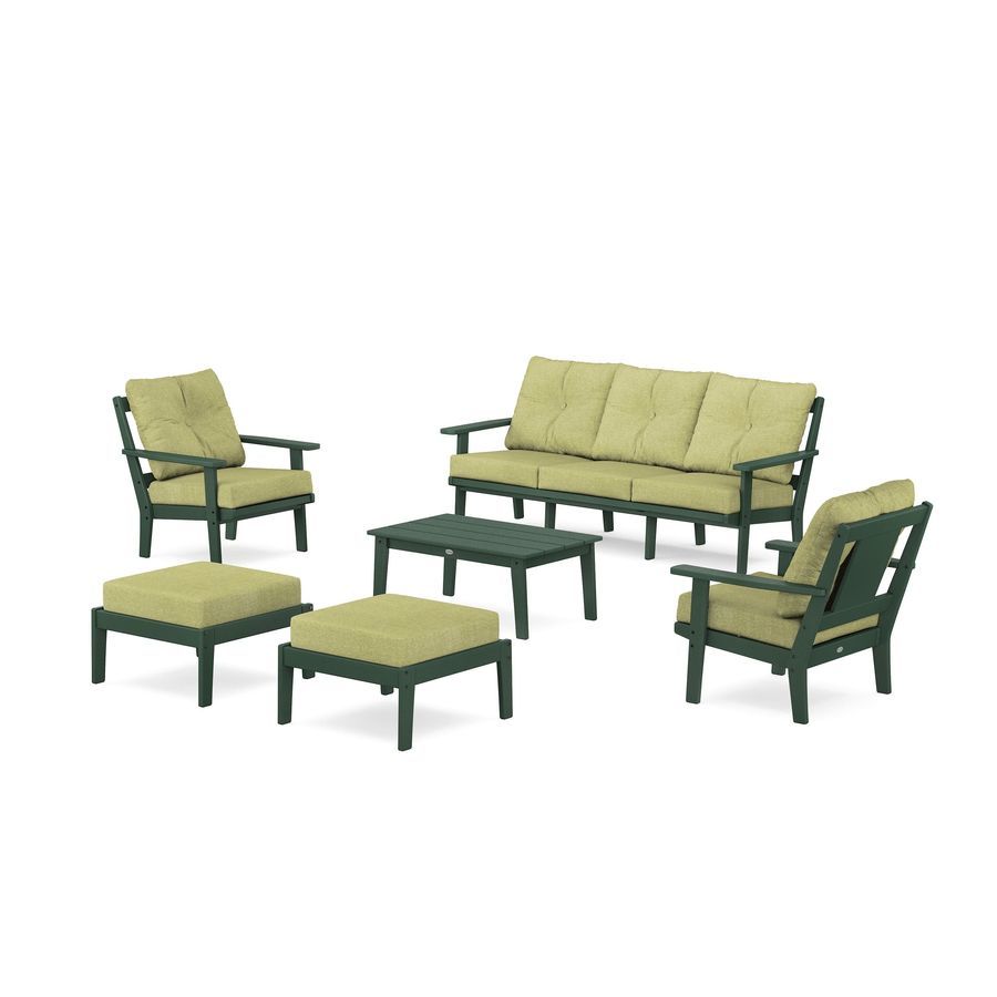 POLYWOOD Prairie 6-Piece Lounge Sofa Set in Green / Chartreuse Boucle