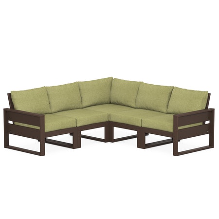 POLYWOOD Eastport 5-Piece Sectional in Vintage Lantern / Chartreuse Boucle