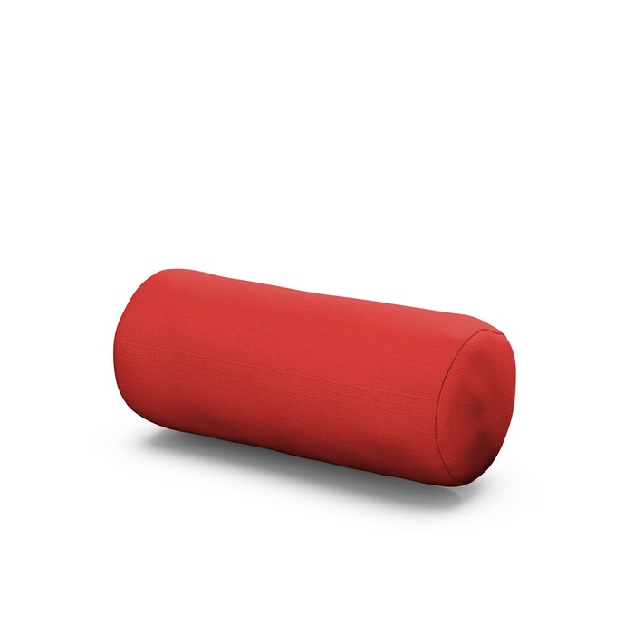 Outdoor Bolster Pillow in Crimson Linen