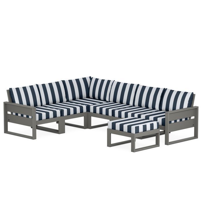 POLYWOOD Eastport 6-Piece Sectional with Ottoman