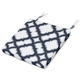 POLYWOOD Seat Cushion - in Trellis Navy Cushion Blue - Outdoor Furniture - Size 17.5D x 20W x 2.5H