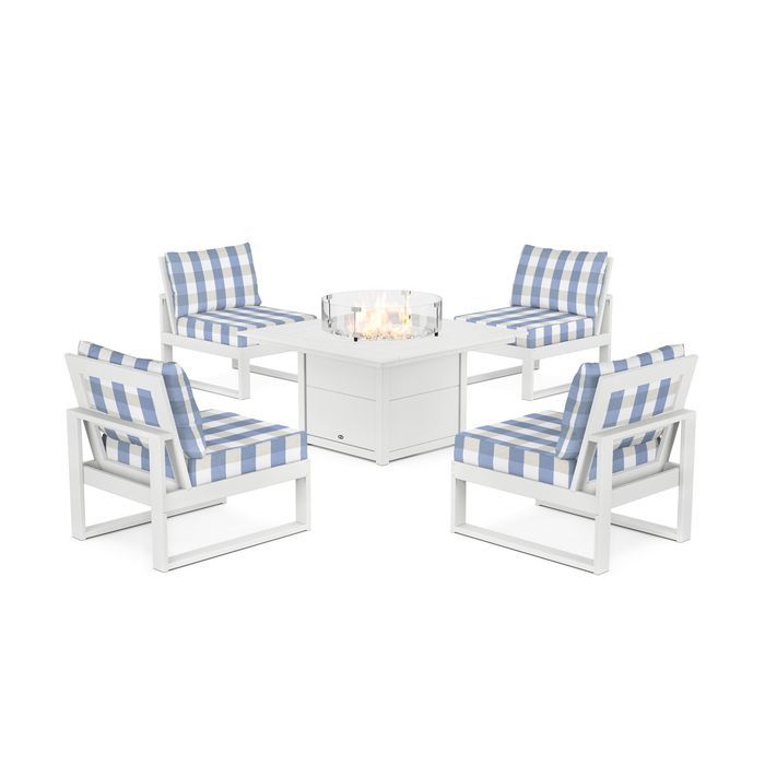 POLYWOOD Eastport Modular 5-Piece Deep Seating Set with Square Fire Pit Table