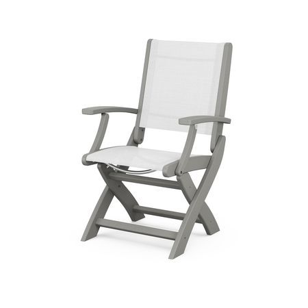 Coastal Folding Chair in Slate Grey / White Sling