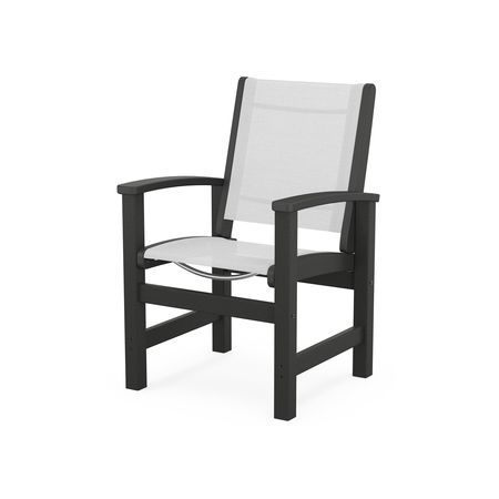 Coastal Dining Chair in Black / White Sling