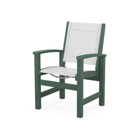 Coastal Dining Chair in Green / White Sling