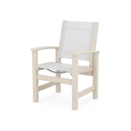 POLYWOOD Coastal Dining Chair in Sand / White Sling