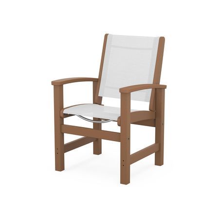 POLYWOOD Coastal Dining Chair in Teak / White Sling