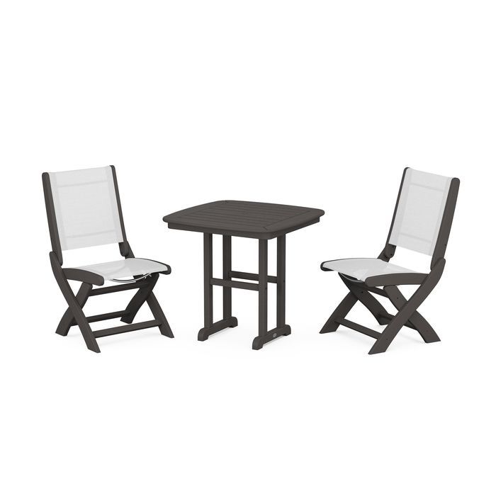 POLYWOOD Coastal Folding Side Chair 3-Piece Dining Set in Vintage Finish