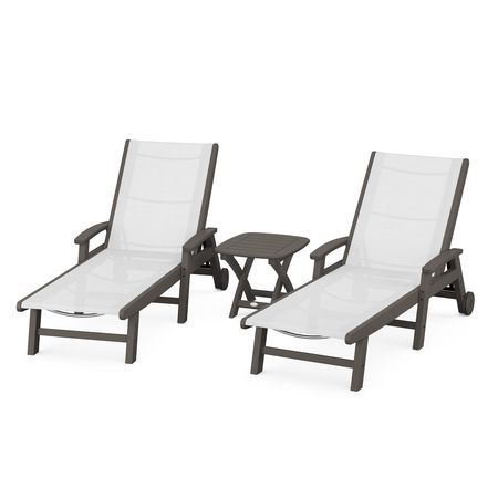 Coastal 3-Piece Wheeled Chaise Set in Vintage Finish