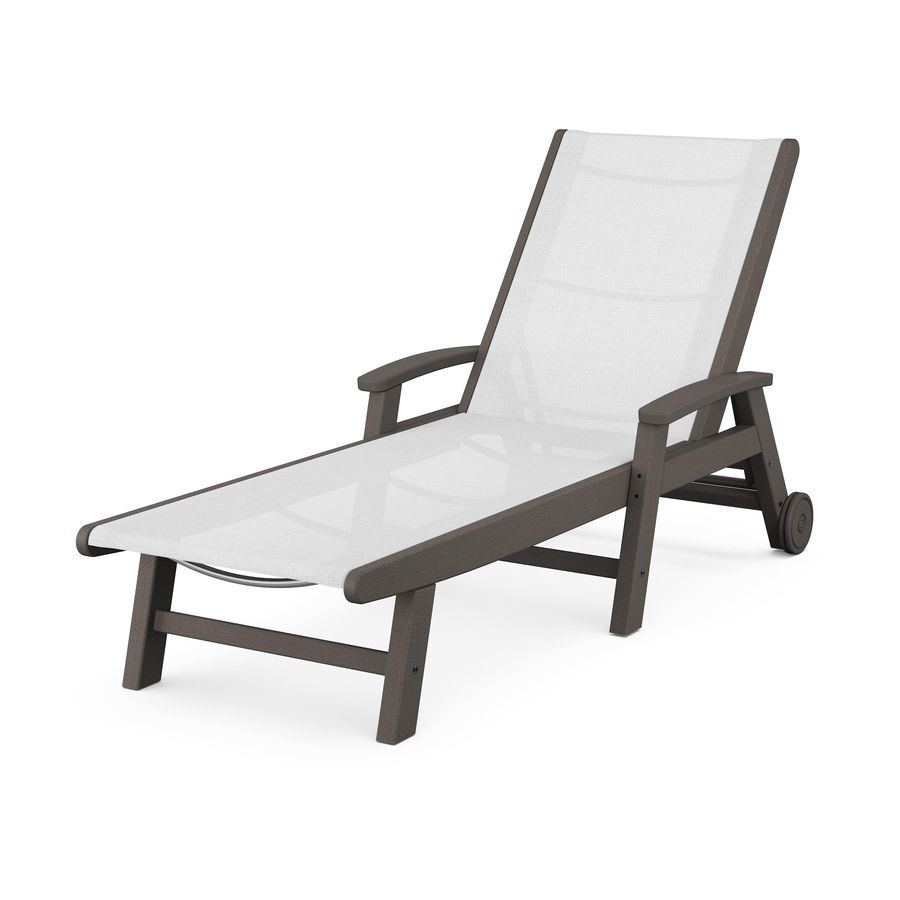 POLYWOOD Coastal Chaise with Wheels in Vintage Finish