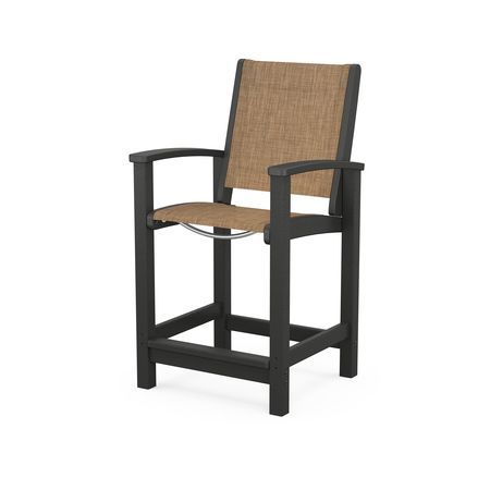 Coastal Counter Chair in Black / Burlap Sling