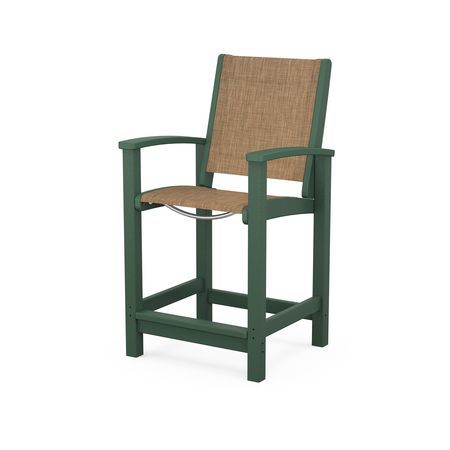 Coastal Counter Chair in Green / Burlap Sling