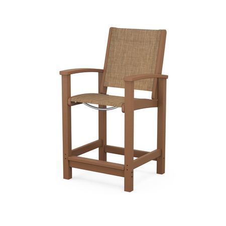 Coastal Counter Chair in Teak / Burlap Sling