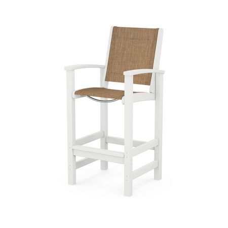 Coastal Bar Chair in White / Burlap Sling