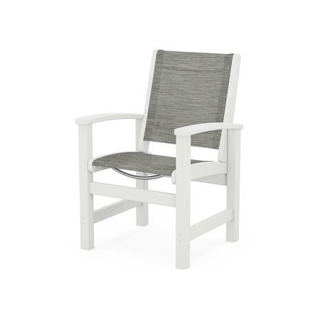 POLYWOOD Coastal Dining Chair in Vintage White / Onyx Sling