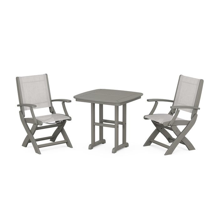 POLYWOOD Coastal Folding Chair 3-Piece Dining Set