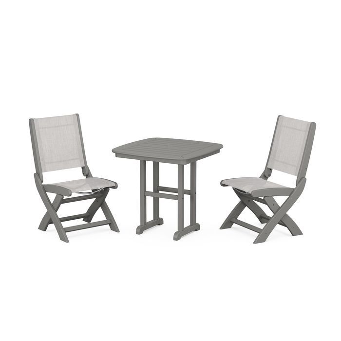 POLYWOOD Coastal Folding Side Chair 3-Piece Dining Set