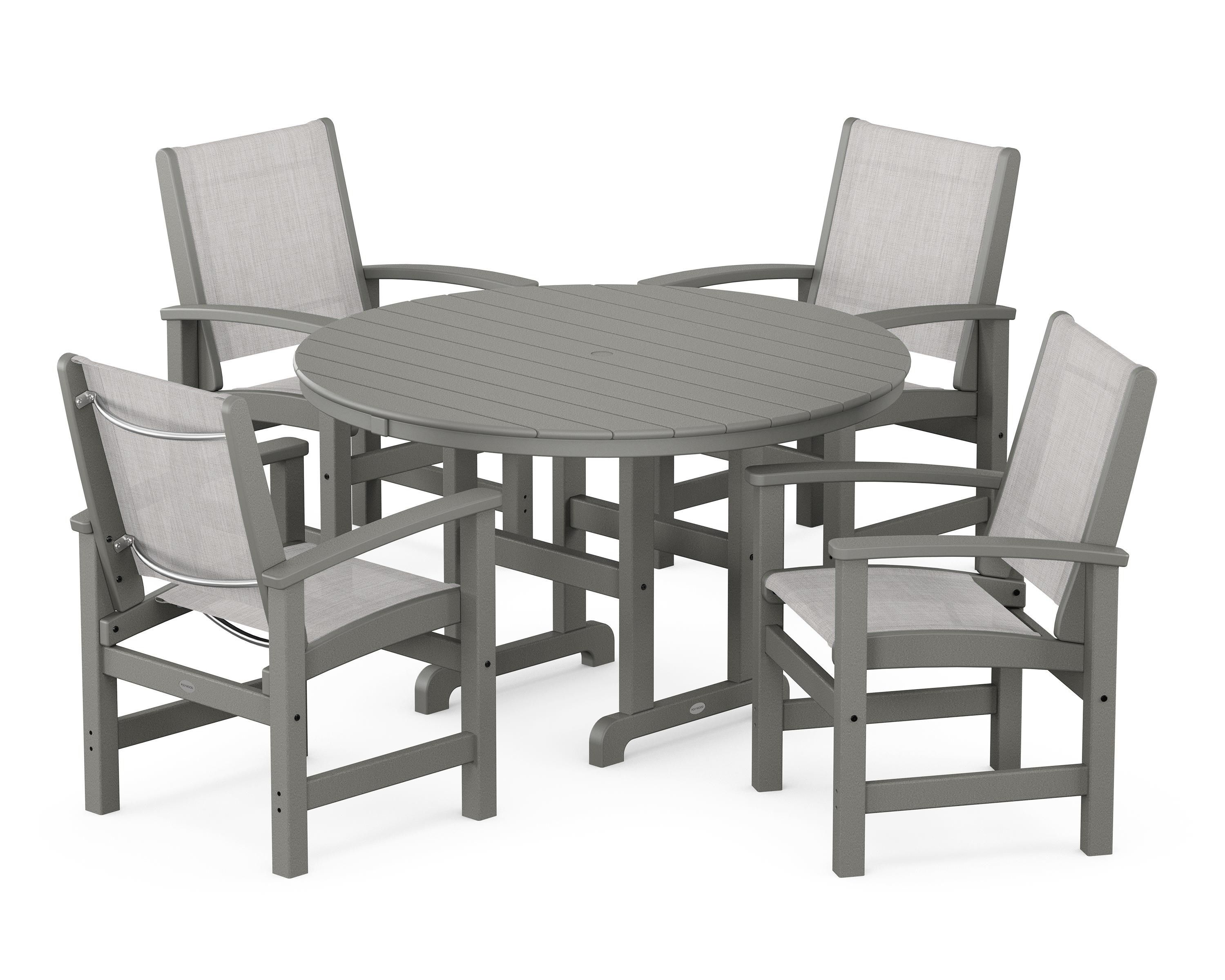 POLYWOOD Coastal 5 Piece Round Farmhouse Dining Set PWS155 1