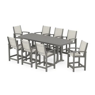 POLYWOOD Coastal 9-Piece Counter Set with Trestle Legs