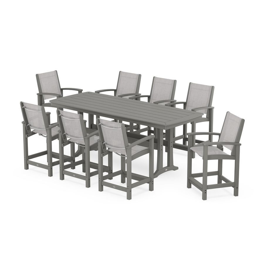 POLYWOOD Coastal 9-Piece Counter Set with Trestle Legs