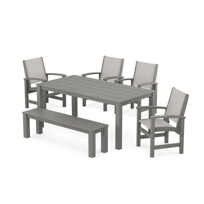 POLYWOOD Coastal 6- Piece Parsons Dining Set with Bench