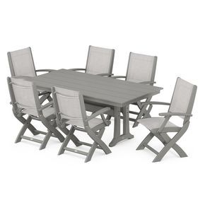 Coastal 7-Piece Folding Chair Dining Set