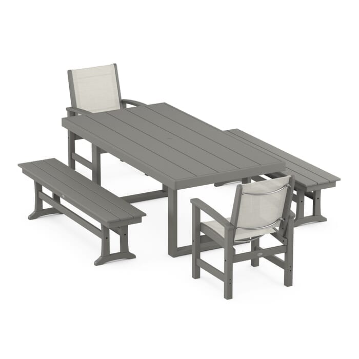 POLYWOOD Coastal 5-Piece Dining Set with Trestle Legs